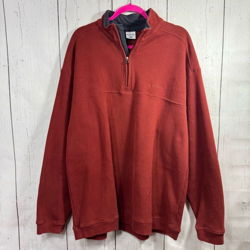 Columbia Rust Burnt Orange Half Zip Fleece Pullover Mens XL Outdoor Cozy Hiking